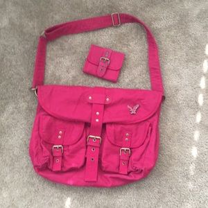 Pink American Eagle Crossbody Bag w/ wallet